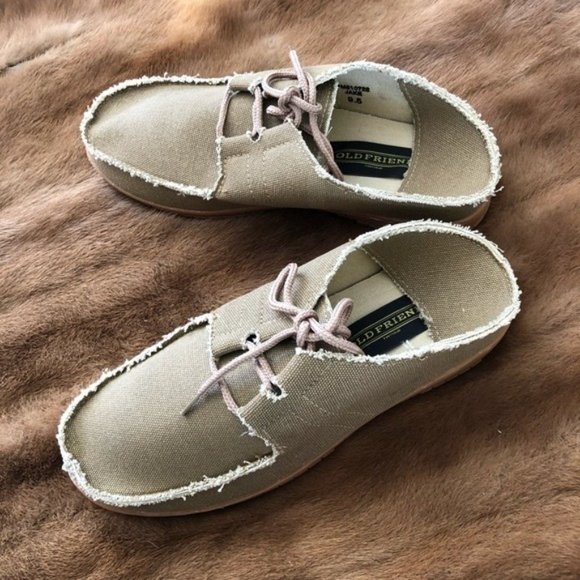 Khaki Slip On Slide Loafers Lace Up Shoes - Picture 2 of 5